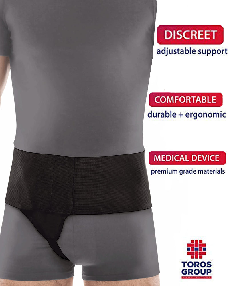 TOROS-Group Right Side Inguinal Groin Hernia Belt - Right Black Large Right Large - BeesActive Australia