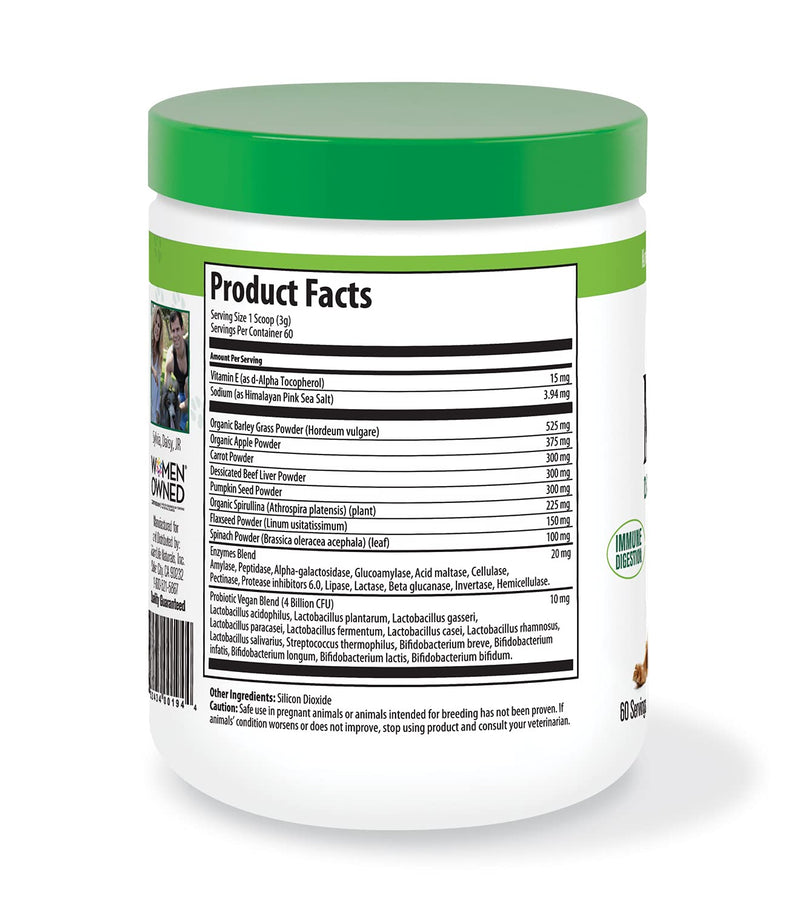 MacroLife Naturals MacroPets Supplement Greens Superfood Topper Dog, Cat, Small Mammal - Natural Nutrition Boost Probiotics, Digestive Enzymes, Vitamin E - Healthy Immune, Gut Flora & Energy - 6.35oz - BeesActive Australia