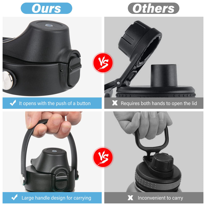 Auto Flip Lid for Hydro Flask Wide Mouth 12, 16, 18, 20, 32, 40, 64oz, Great Spout Lid for Simple Modern, Takeya, Iron Flask and Other Brands, Replacement Lid with Button Lock - BeesActive Australia