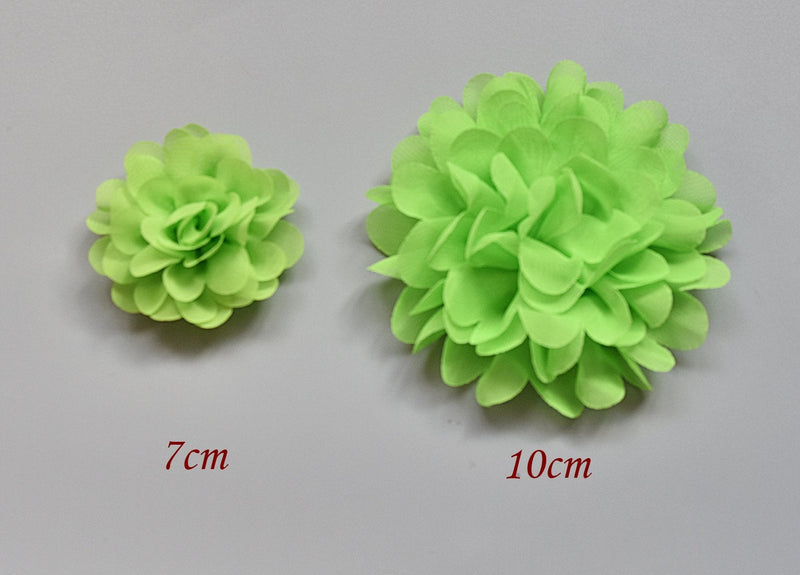 PrettyBoutique Girls Kids Women Chiffon Flower Hair Band Ponio Elastic Ponytail Bobble Accessories (7cm, Acid Green) 2.75 Inch (Pack of 1) - BeesActive Australia