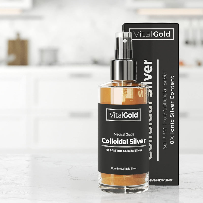 True Colloidal Silver 60 PPM - Free from Ionic Silver - 100ml Glass Bottle with Atomiser Spray Cap - BeesActive Australia