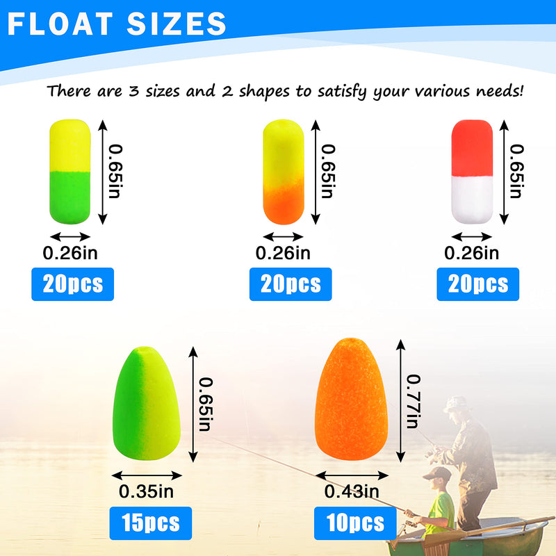 Foam Floats Pompano Rig Kit, 85pcs Fishing Rig Floats Pompano for Surf Fishing Cylindrical Oval Snellfloat for Walleye Catfish Trout - BeesActive Australia