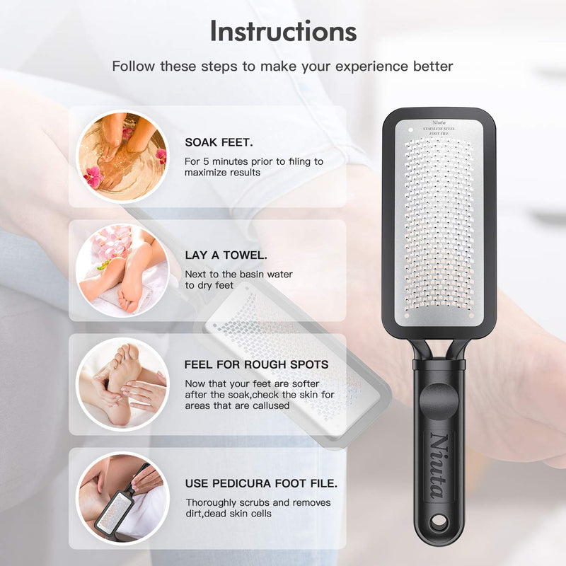 【Factory Direct】 Colossal Foot Rasp Foot Scrubber And Callus Remover，Surgical Grade Stainless Steel Foot File,Can Be Used On Trimming Dead Skin, Callus ect. Black - BeesActive Australia