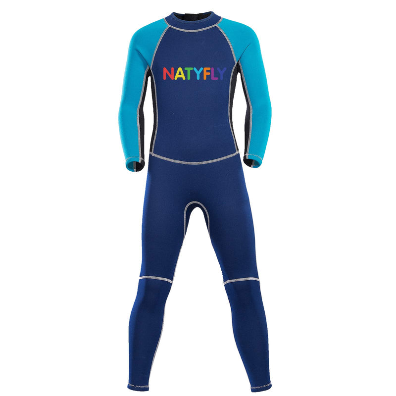 NATYFLY Kids Wetsuit, 2mm Neoprene Thermal Swimsuit, Full Wetsuit for Girls Boys and Toddler, Long Sleeve Kids Wet Suits for Swimming Blue-2MM-Long Sleeve XS-For Height 32”-37” - BeesActive Australia