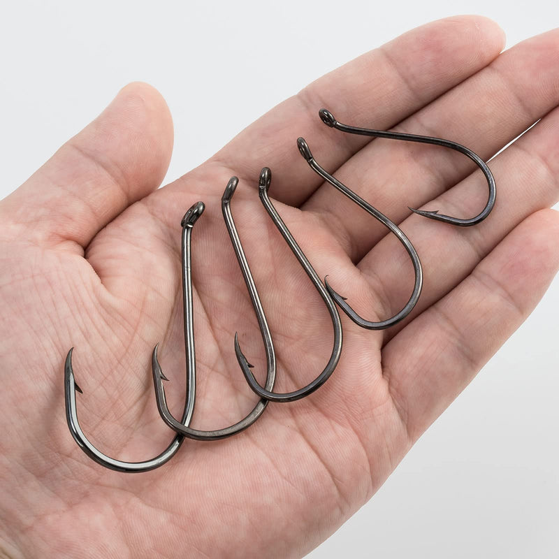 Dr.Fish 100 Pack Fishing Octopus Hook Live Bait Hook Black Nickel Sharp Offset Surf Fishing Catfish Bass Fishing Hooks Texas Drop Shot Rig Carp Bluegill Tuna Freshwater Saltwater #8-10/0 #8-100 Pack - BeesActive Australia