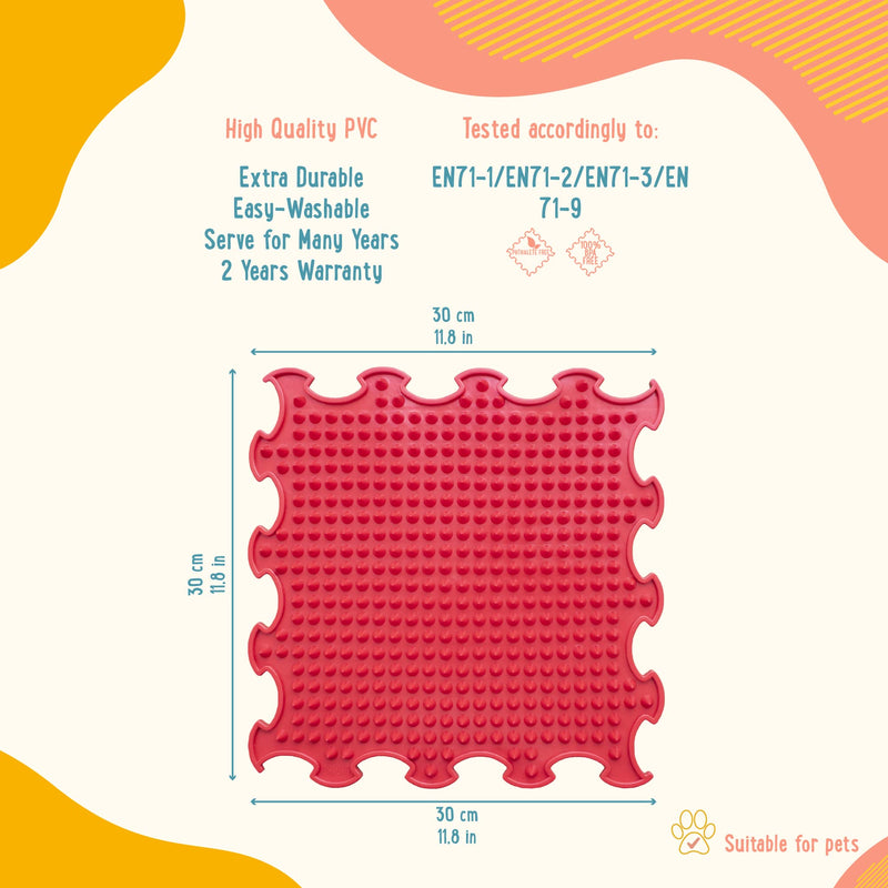 ORTOTO Premium Single Sensory Massage Mat, Puzzle mat, Orthoepedic - Manual Massage Mat (Spikes - Strawberry Red) - BeesActive Australia