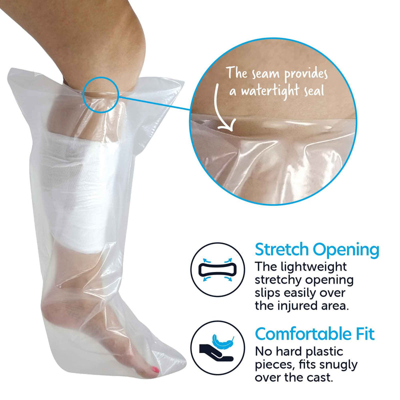 Box of 3 JFA Medical Reusable Waterproof Shower Leg Cast Cover Protectors, Half Leg - BeesActive Australia