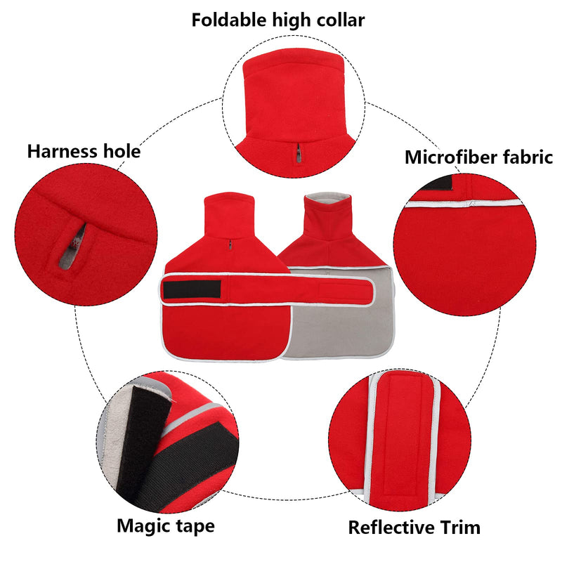 Geyecete Dog Jacket, Dog Coat Perfect for Dachshunds, Dog Winter Coat with Padded Fleece Lining and high Collar, Dog Snowsuit with Adjustable Bands Sizes Small Red - BeesActive Australia