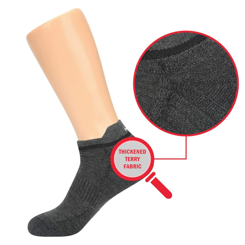 [AUSTRALIA] - YUEDGE Men's Cushion Cotton Ankle Athletic Socks Comfort Breathable Low Cut Sports Running Socks(5 Pairs/Pack) Black Large 