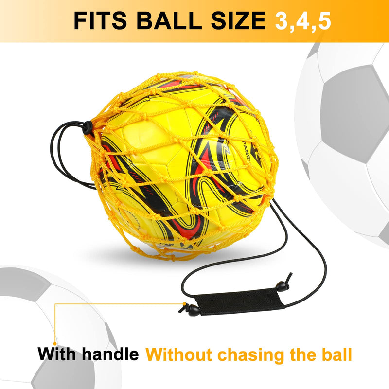2 Pieces Handle Solo Soccer Kick Trainer Soccer Ball Bungee Elastic Training Juggling Net Soccer Kick Net Soccer Training Equipment Accessories and Gear for Kids Adults (Fits Ball Size 3, 4, 5) - BeesActive Australia