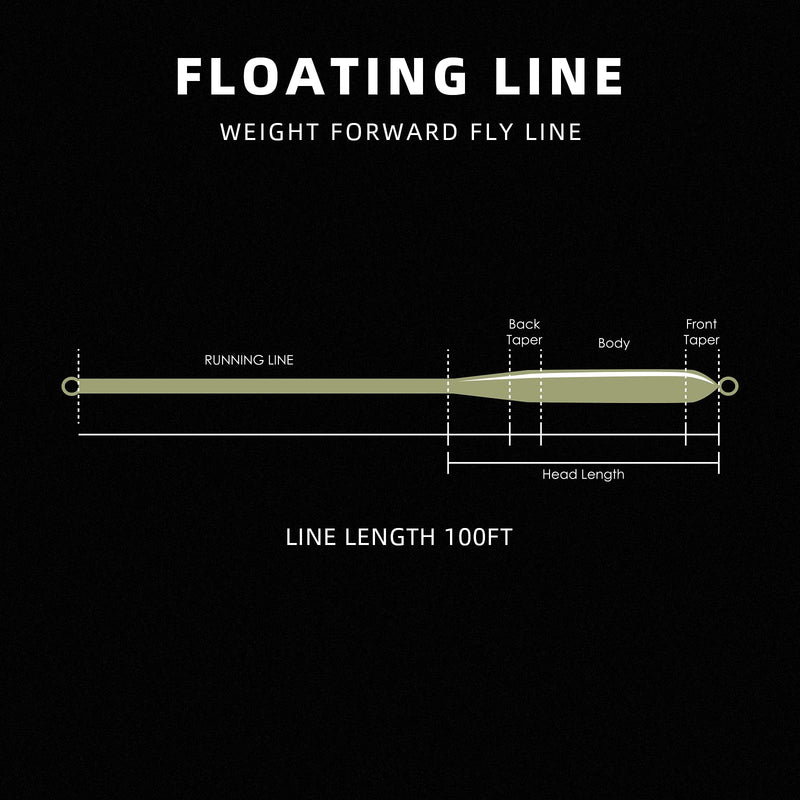 SF Fly Fishing Line Weight Forward Floating Line Welded Loop 100FT Without Spool Moss Green-without Spool WF6F 100FT - BeesActive Australia