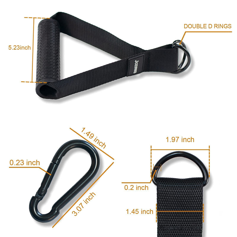 Resistance Band Handles for Cable Machine, Replacement Heavy Duty Exercise Rubber Grips with Durable Carabiners for Home Gym Fitness, Pull Up Bands, Pulley LAT Pull Down System Black - BeesActive Australia
