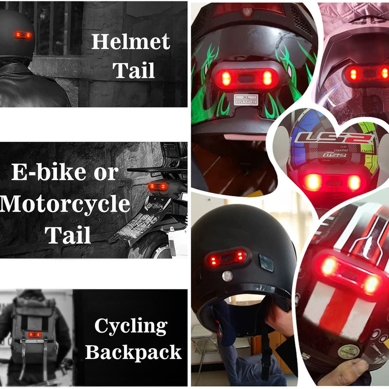 JIAN BOLAND LED Helmet Light,Motorcycle Helmet Brake Light Rechargeable Bike Rear Red Safety Warning Light for Night Riding, IPX6 Waterproof & Extra Velcro - BeesActive Australia
