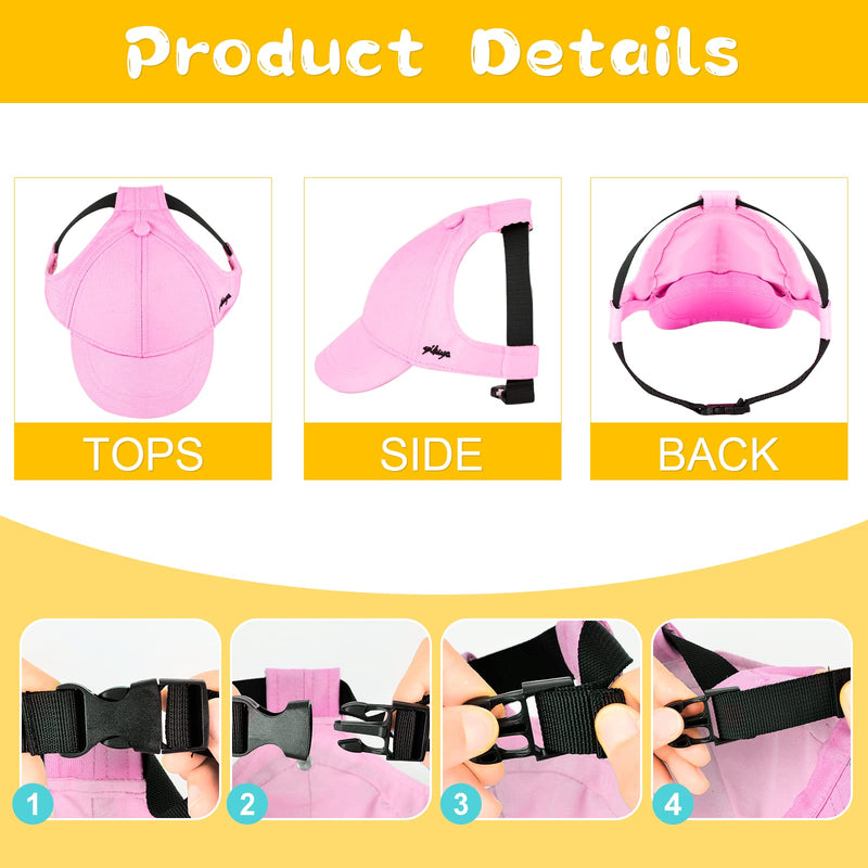 Yikeyo Dog Hat for Small Dogs Dog Sun Hats with Ear Holes, Pet Puppy Baseball Cap for Summer Dog Visor Caps Pink - BeesActive Australia
