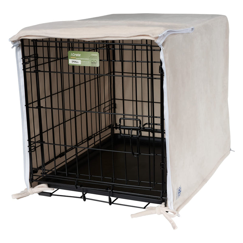 Pet Dreams Breathable Crate Cover - Dog Crate Cover for Single Door or Double Door Wire Dog Crate, Eco Friendly Dog Kennel Cover, Non Toxic Washable Cover Ivory Double Door 24-Inch - BeesActive Australia