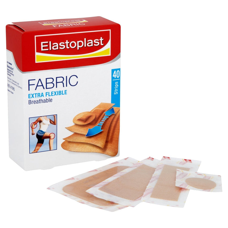 Elastoplast Fabric Extra Flexible Breathable 40 Plasters / Water repellent (Packaging May Vary) 40 Count (Pack of 1) - BeesActive Australia