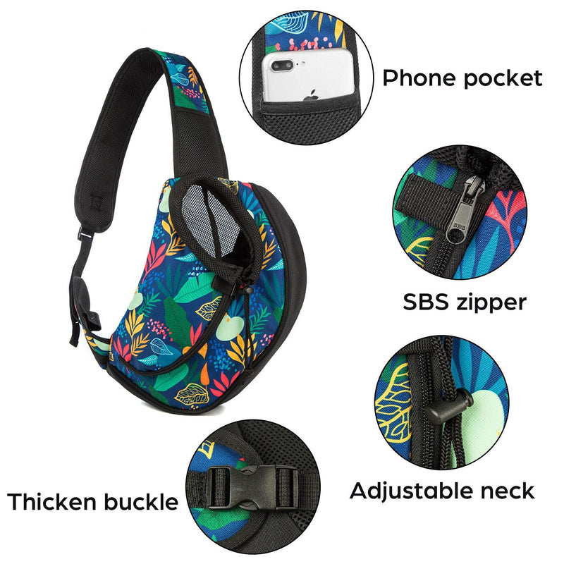 Pet Dog Sling Carrier Breathable Mesh Sling Bag Safe Hands Free Adjustable Dog Satchel for Small Dogs Cats to Outdoor Travel Large Rainforest - BeesActive Australia