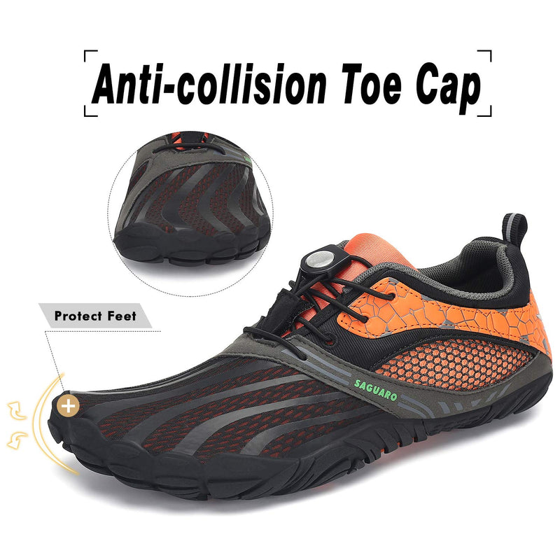 SAGUARO Mens Barefoot Minimalist Shoes Athletic Hiking Water Shoes for Aqua Swimming Trail Running 7.5 Orange Peel - BeesActive Australia