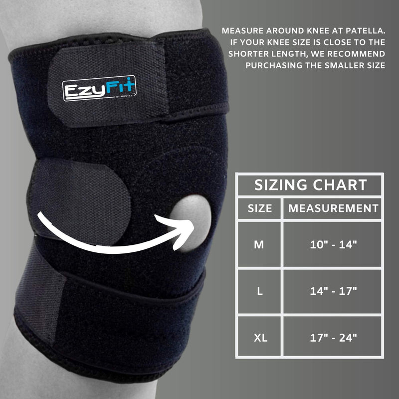 EzyFit Knee Brace Support Dual Stabilizers & Open Patella - Adjustable Breathable Neoprene for ACL Meniscus Tear Injury Recovery Comfort Fit-Black/Blue,Extra Large - 16" - 24" Extra Large - 16" - 24" - BeesActive Australia