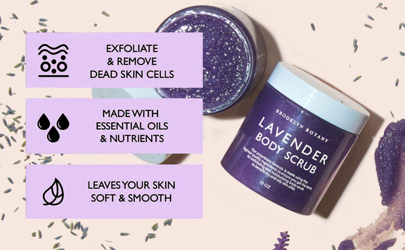 Brooklyn Botany Lavender Oil Body Scrub and Face Scrub – Moisturizing and Exfoliating Body Scrub -Fights Acne, Wrinkles, Dark Circles, Fine Lines and Signs of Aging - For Soft and Young Skin – 10 oz 10 Ounce (Pack of 1) - BeesActive Australia