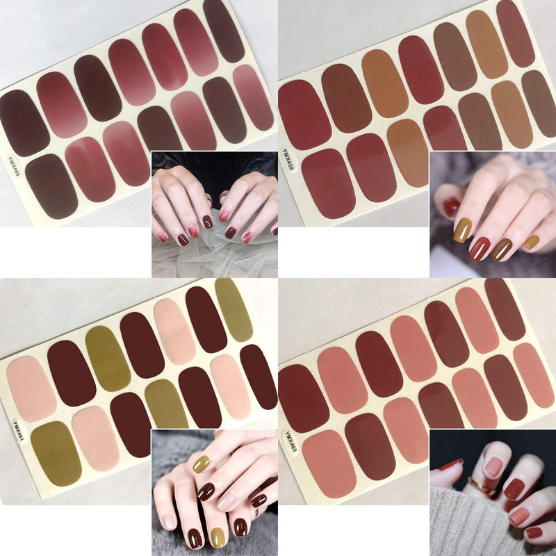 SILPECWEE 30 Sheets Adhesive Nail Polish Strips Stickers 1Pc Nail File Solid Color Ombre Nail Wraps Nail Art Decals Manicure Kit for Women No1 - BeesActive Australia