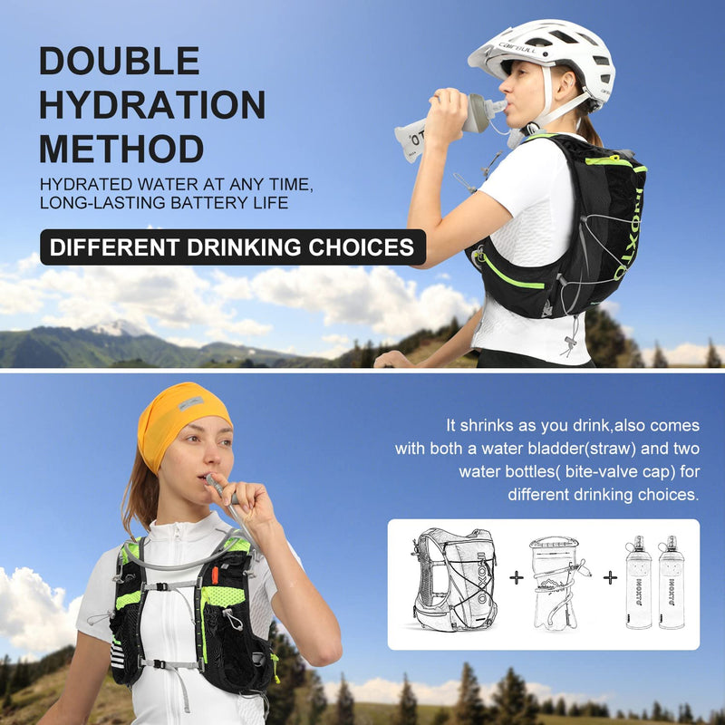 INOXTO Hydration Vest Backpack,Lightweight Water Running Vest Pack with 1.5L Water Bladder Bag Daypack for Hiking Trail Running Cycling Race Marathon for Women Men Kids Black (L/XL) - BeesActive Australia