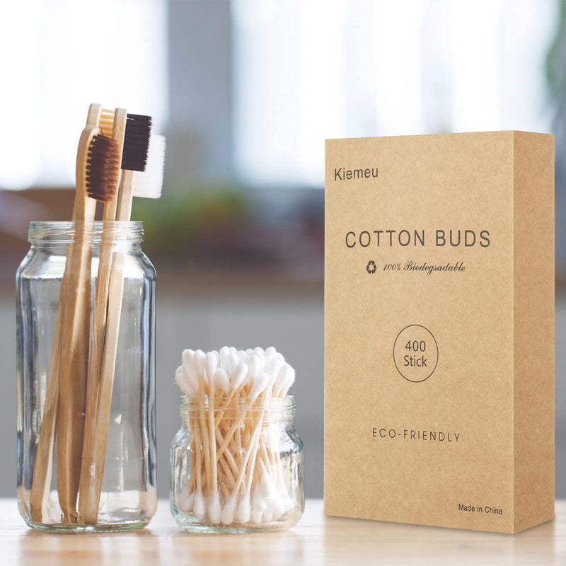 400 Bamboo Cotton Buds Biodegradable Ear Buds Cotton For Cleaning Ear And Doing Makeup Q Tips Cotton Buds 200 Count(Pack of 2) - BeesActive Australia
