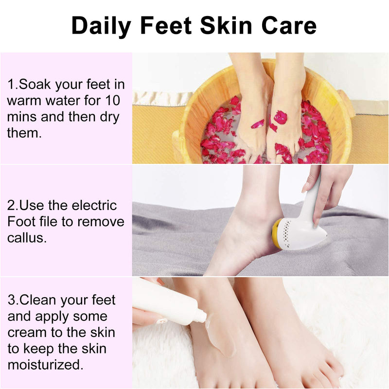 Electric Callus Remover, Lermende Electric Foot File USB Rechargeable Foot Pedicure Tools with 6pcs Grinding Heads Professional Foot Care Sander Best for Cracked Heels and Hard Skin - Gold - BeesActive Australia