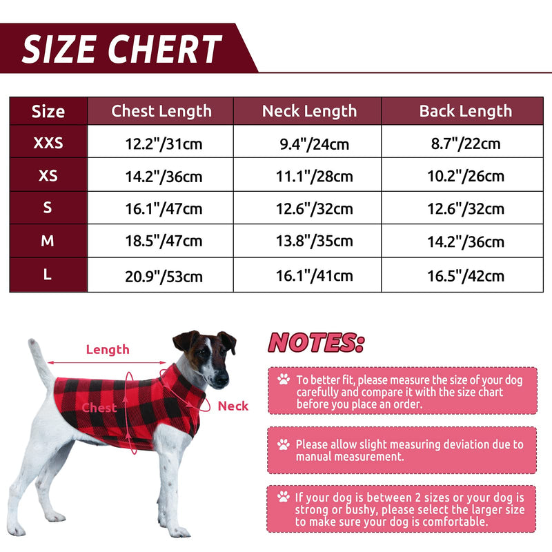 ASENKU Dog Sweater, Plaid Dog Fleece Vest, Soft Comfortable Pet Pajamas, Warm Winter Dog Shirt, Cold Weather Coat Jacket Pet Clothes for Small & Medium Dog Breeds Red - BeesActive Australia