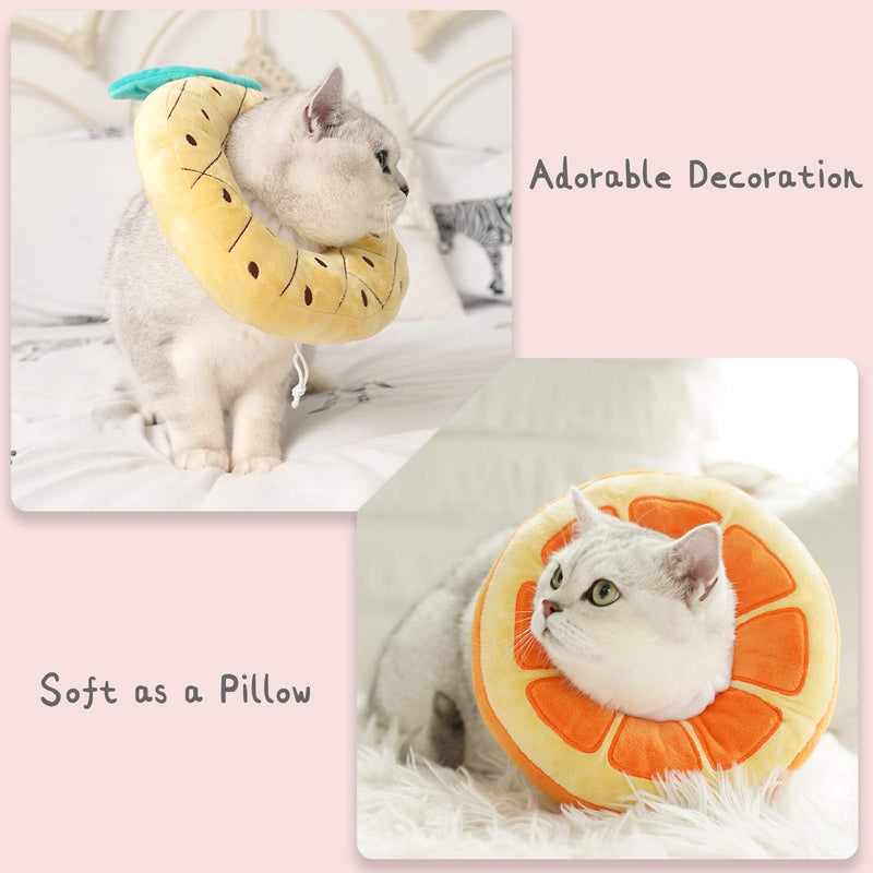 ANWA Adjustable Cat Cone Collar Soft, Cute Cat Recovery Collar, Cat Cones After Surgery for Kittens Medium (7-18 lbs) Orange - BeesActive Australia
