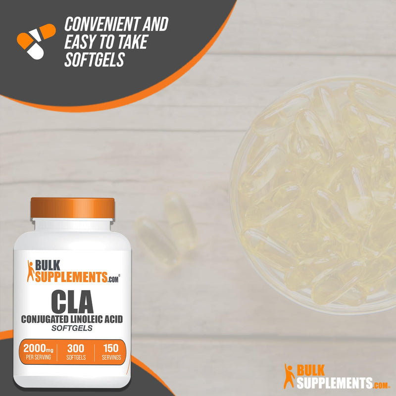 BulkSupplements.com Conjugated Linoleic Acid Softgels (1000mg) - Weight Management for Men & Women - Weight Management Supplement - CLA Supplements - Weight Management Pills (300 Count - 300 Servings) 300 Count (Pack of 1) - BeesActive Australia
