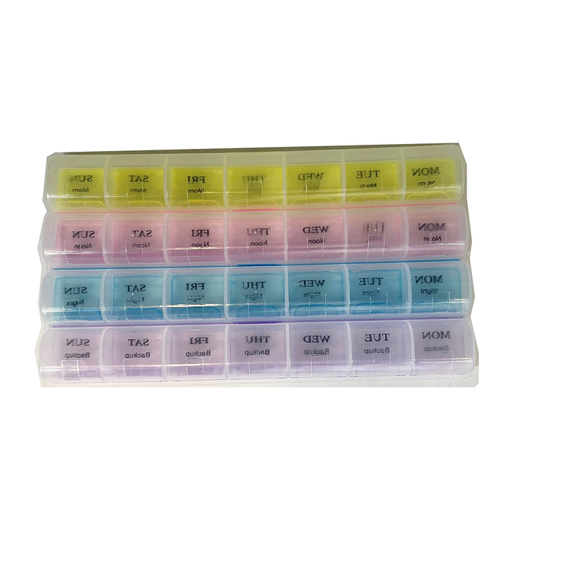 Weekly Pill Box 7 Day 28 Compartments Pill Box Weekly Medicine Storage Organiser with Colour Coded Labels Tablet Organiser HTUK® - BeesActive Australia