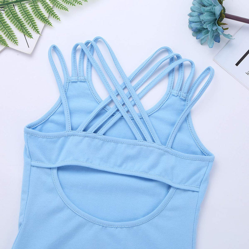 [AUSTRALIA] - ACSUSS Kids Girls Classic Tank Top Leotard Crisscross Back Ballet Gymnastics Dance Bodysuit Costume Athletic Dancewear Sky Blue 10 