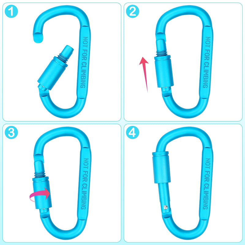 Craebuer 4 Pack Carabiner Clip, 3 inch Aluminum D-Ring Shape Locking Carabiners, Snap Hook Sport Accessories for Outdoor Camping Hiking - BeesActive Australia
