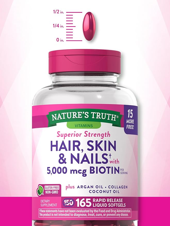 Nature's Truth Superior Strength Hair/Skin/Nails with Argan/Coconut Oil/Collagen, 165 Count by Nature's Truth - BeesActive Australia