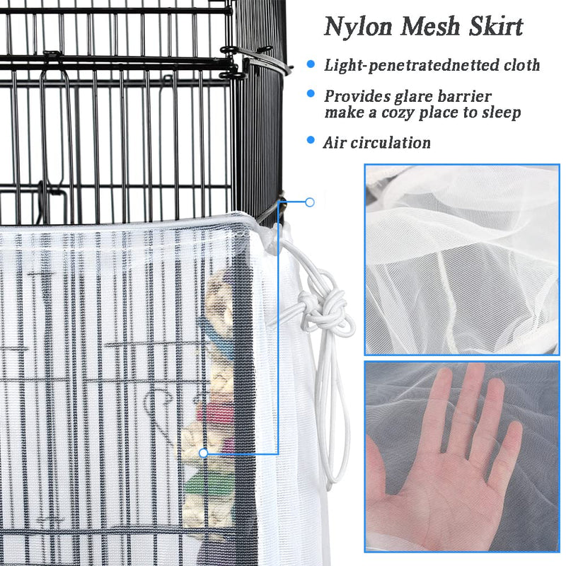 SYOOY 3 Pieces Birdcage Seed Catcher Bird Cage Cover Nylon Mesh Net Skirt Guard for Parrot Parakeet Macaw African Round Square Cage Adjustable Durable Breathable Washable Material - BeesActive Australia