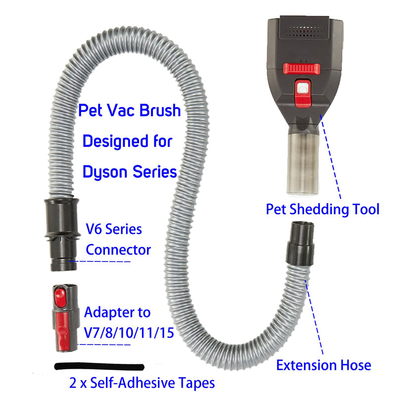 Pet Brush Vacuum Groomer Attachment for Dyson Series V6 V7 V8 V10 V11 V15, Shedding Deshedding Grooming Tool Hair Remover Comb Great for Dogs Cats Fur, plus Extension Hose and Adapter - BeesActive Australia