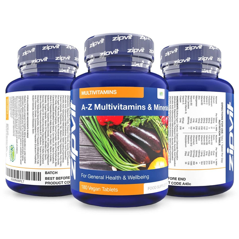 Multivitamin Tablets - Vegan Multivitamin for Women & Men - 180 Tablets - 6 Months Supply - with 25 Essential Active Vitamins & Minerals. Supports Bone Health and Your Immune System. UK Supplier Jar of 180 Tablets - BeesActive Australia