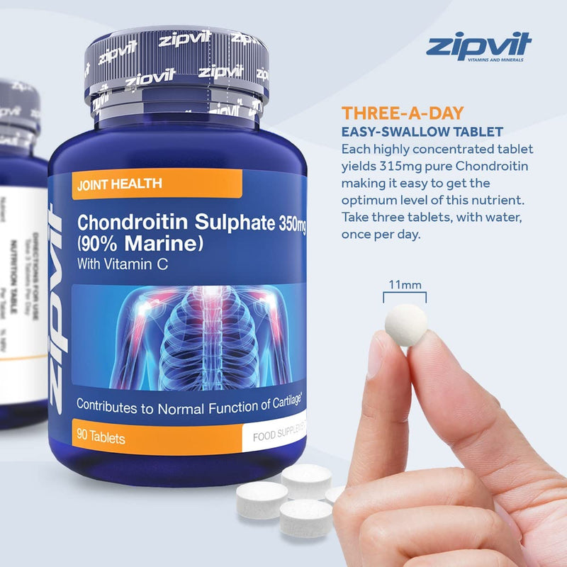 Chondroitin Sulphate 350mg with Vitamin C, 90 Tablets. 90% Pure Marine Chondroitin. Supports Collagen Formation and Cartilage Function. - BeesActive Australia