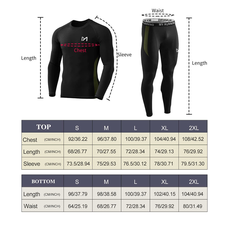 MEETYOO mens Sport Long Johns Base Layer Medium Black - BeesActive Australia