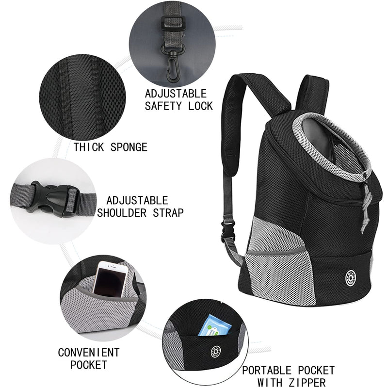 YESLAU Pet Dog Carrier Backpack with Breathable Puppy Dog Carrier Front Pack Small Medium Dogs Cats Rabbits for Travel Hiking Outdoor Black - BeesActive Australia