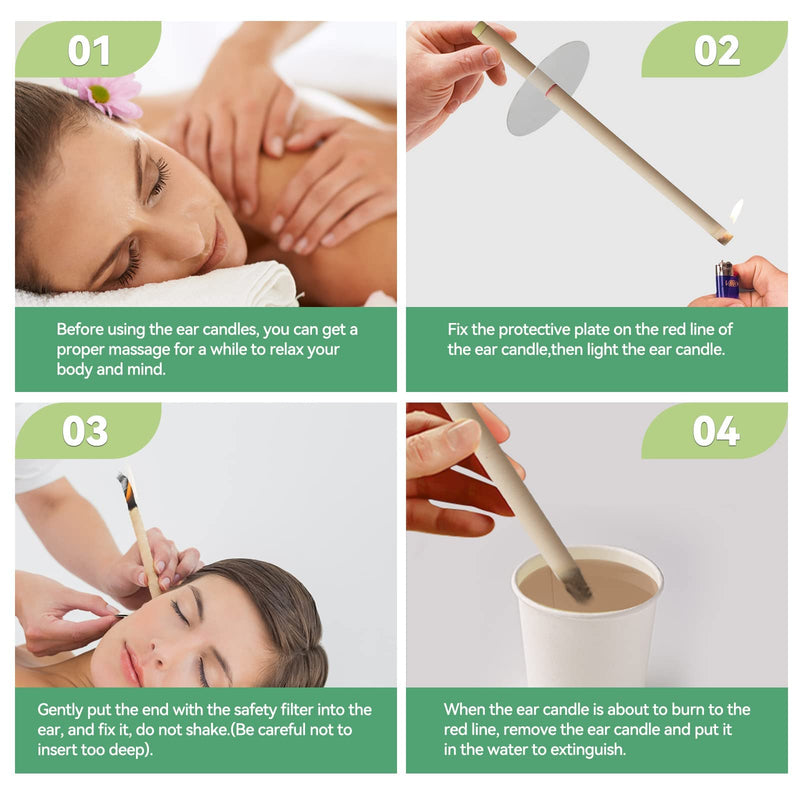 Natural Ear Candles 16 Pcs, Aucenix Beeswax Ear Wax Candles, Hopi Ear Candle with Protector Disks - BeesActive Australia