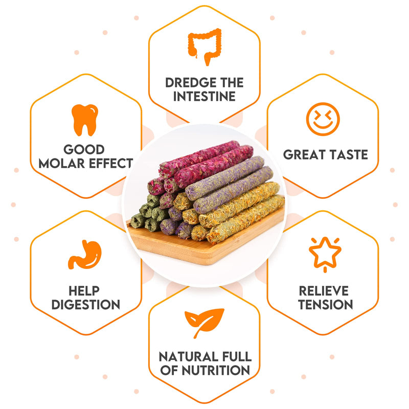 PStarDMoon Rabbit Chew Toys for Teeth, Timothy Grass Carrot Sticks for Guinea Pig Hamster Chinchilla Squirrel Bunny Small Rodent Animals 20 PCS - BeesActive Australia