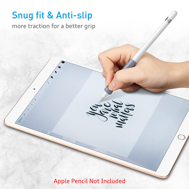 FINTIE 2-Piece Silicone Grip Holder for Pencil 1st 2nd Gen, Protective Skin Sleeve Case Accessories for Pencil 1 2, Lavender Grey *Lavender Grey - BeesActive Australia