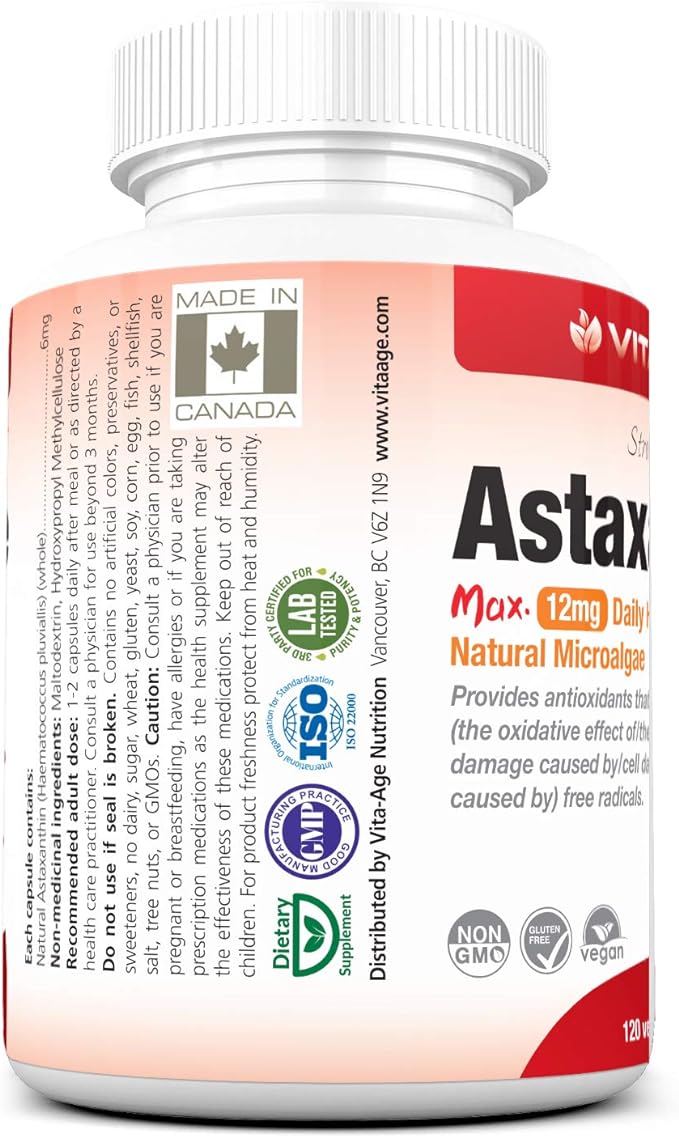 VITA-AGE Astaxanthin Powerful antioxidant (1-2 tablets/120 tablets per day) - BeesActive Australia