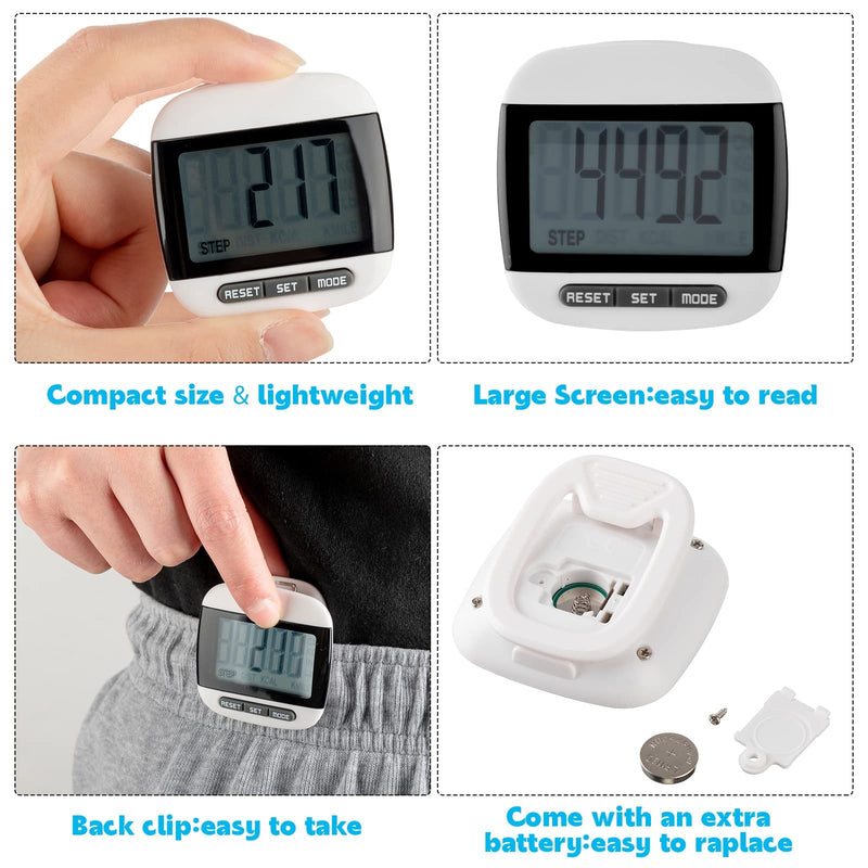Huwena 12 Pcs Pedometer for Walking Step Counter for Walking Portable LCD Pedometers for Steps and Miles Clip on Step Tracker for Seniors Men Women Kids Sports Jogging Hiking Running Walking, Black - BeesActive Australia