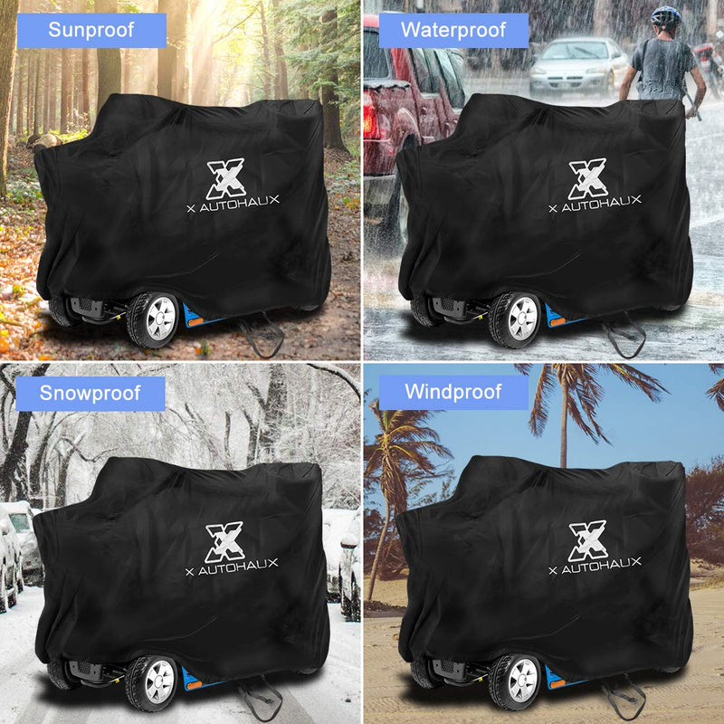 X AUTOHAUX Motorbike Mobility Scooter Cover 190T Polyester Storage Cover Black 55x26x36 inch - BeesActive Australia