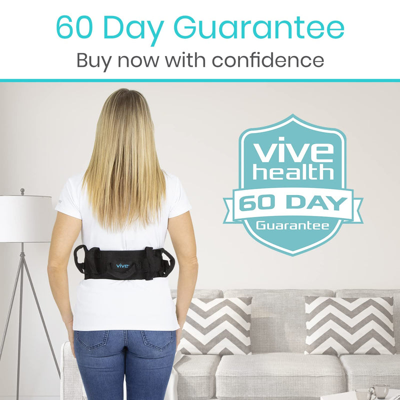 Vive Transfer Belt with Handles - Safety Gait Assist - Bariatric, Elderly, Gate Strap Quick Release (Black) - BeesActive Australia