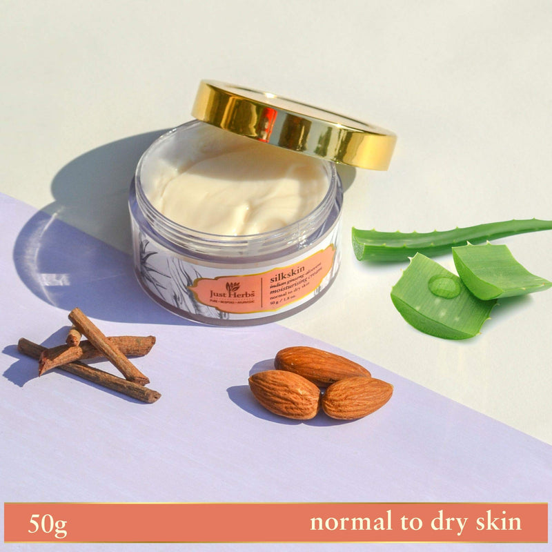 Just Herbs Silkskin Indian Ginseng - Aloe Vera Moisturising Cream, White, 50g - BeesActive Australia