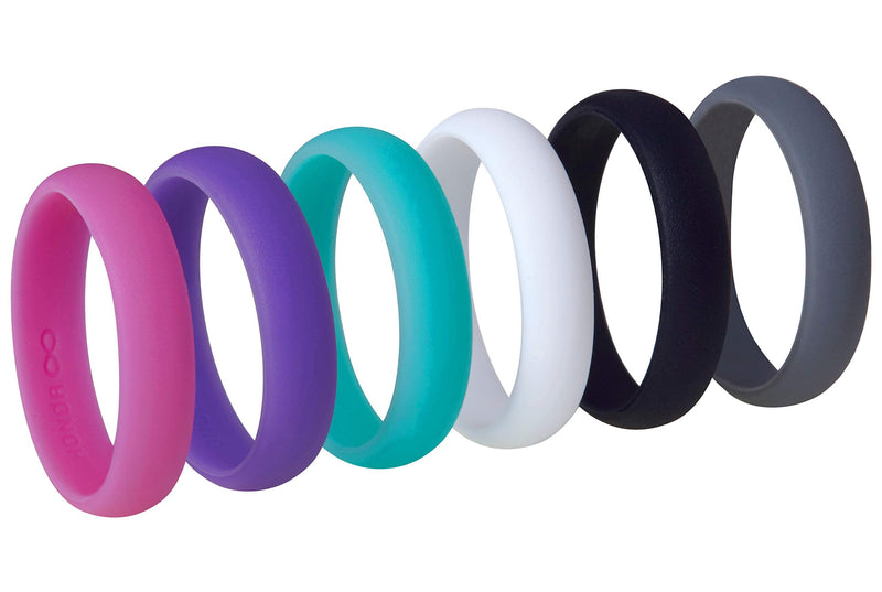 Womens Silicone Wedding Ring Band by HonorGear - 6 Ring Pack Premium Wedding Bands Engagement Active Athletes Comfort Fit 4 - BeesActive Australia